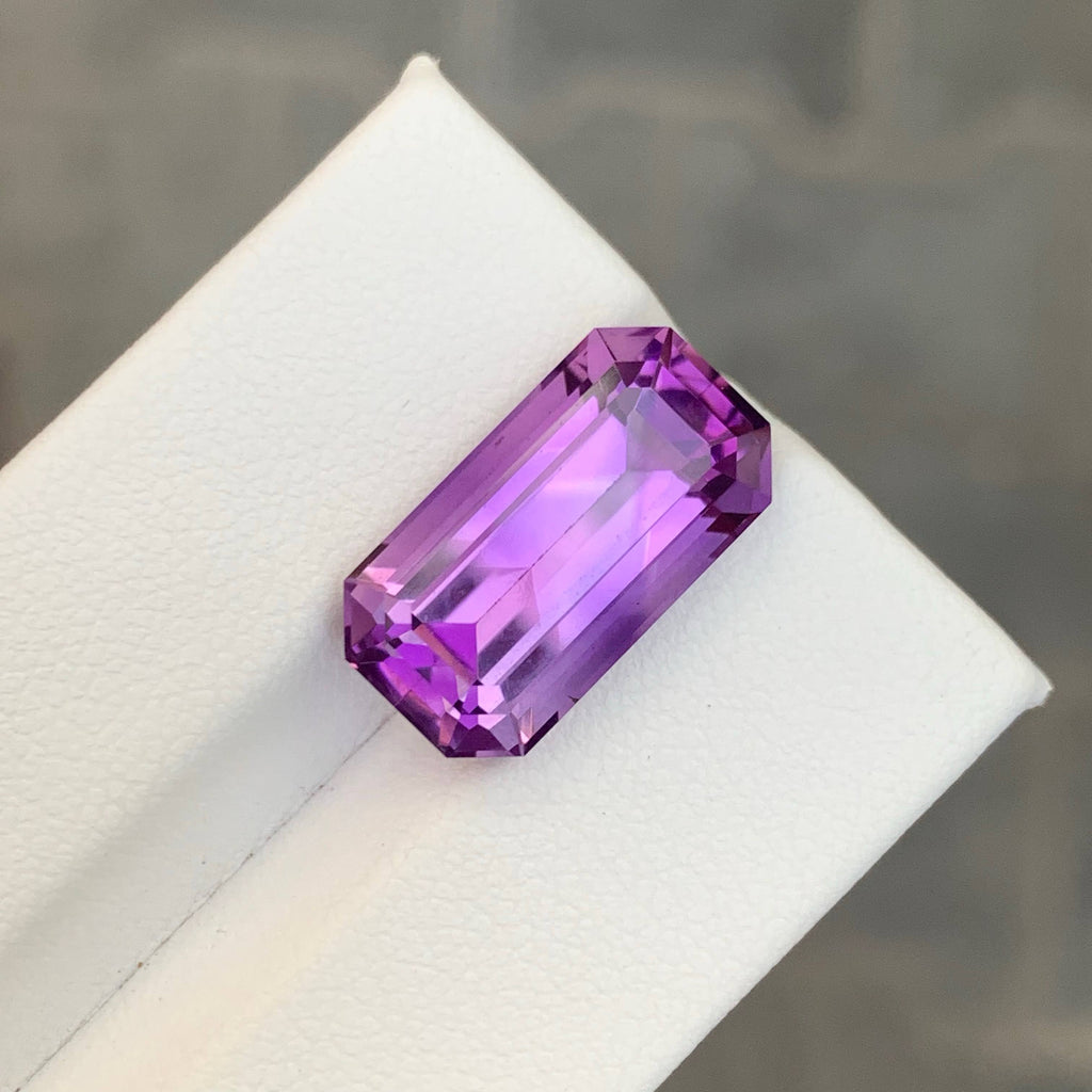 9.45 Carat Natural Loose Purple Amethyst Emerald Cut Brazilian Gemstone