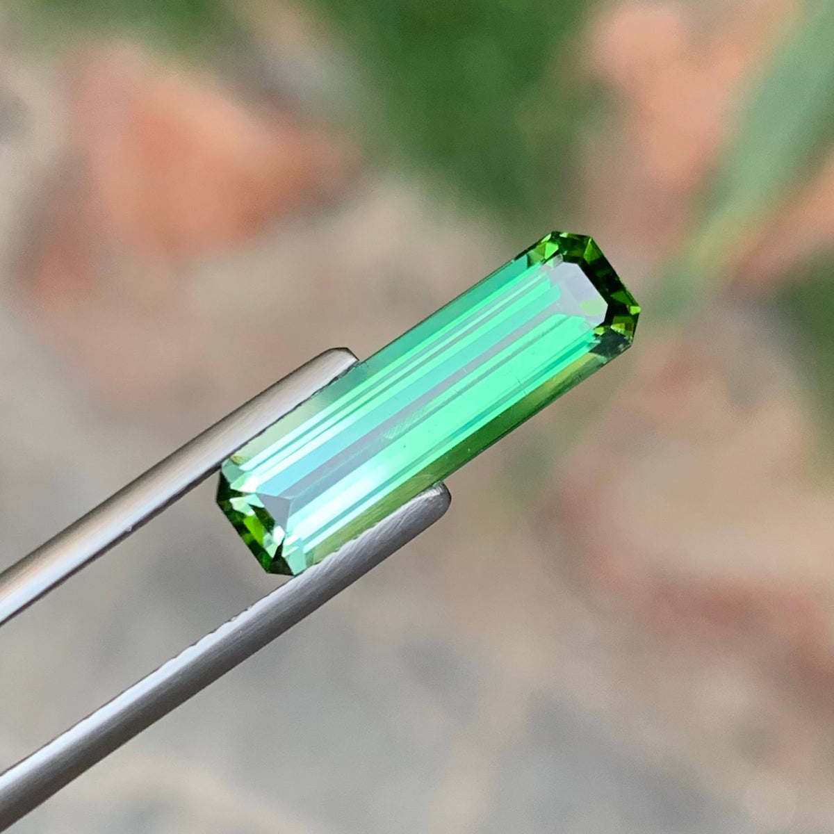 4.90 Carat Natural Loose Bicolor Tourmaline Stone Emerald Cut Afghan Gemstone