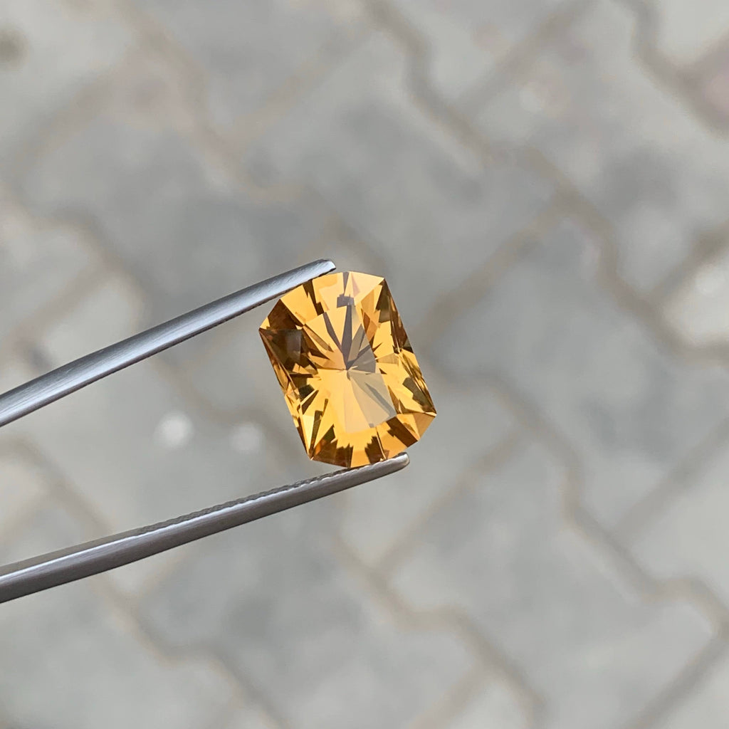 5.55 Carat Golden Citrine Fancy Cut Brazilian Gemstone, Eye Clean, Untreated