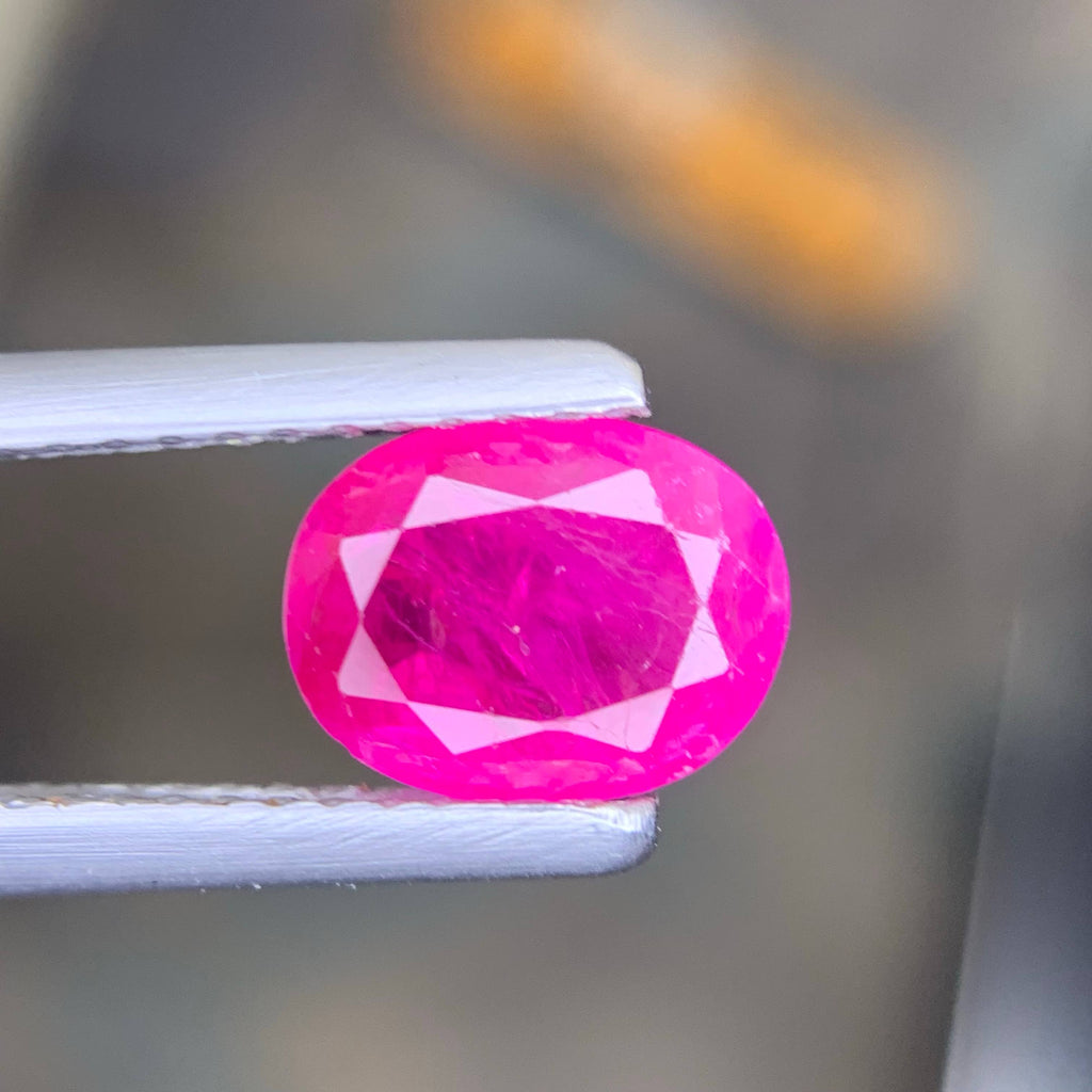 1.50 Carat Natural Loose Pinkish Red Ruby Stone Oval Cut Afghan Gemstone