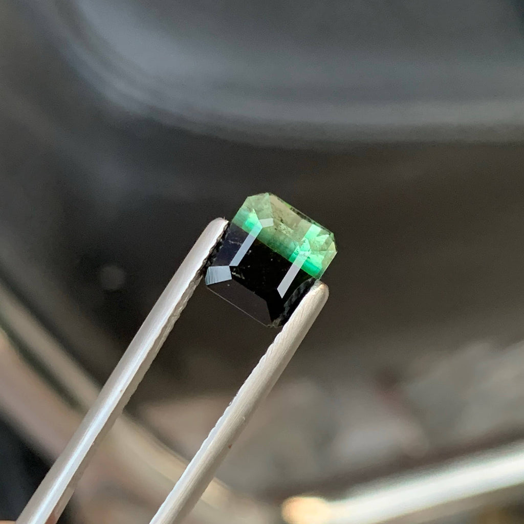 1.70 Carat Natural Loose Bicolor Tourmaline Stone Emerald Cut Afghan Gemstone