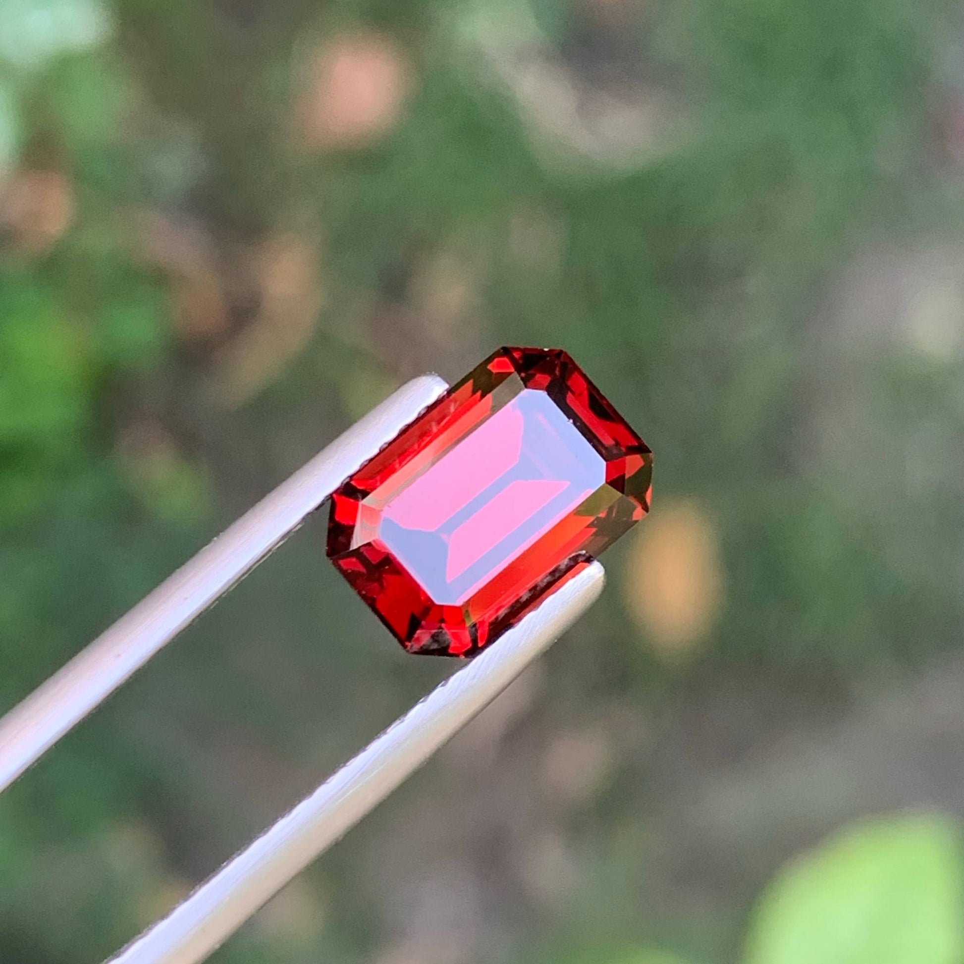 4.40 Carat Red Garnet Emerald Cut
