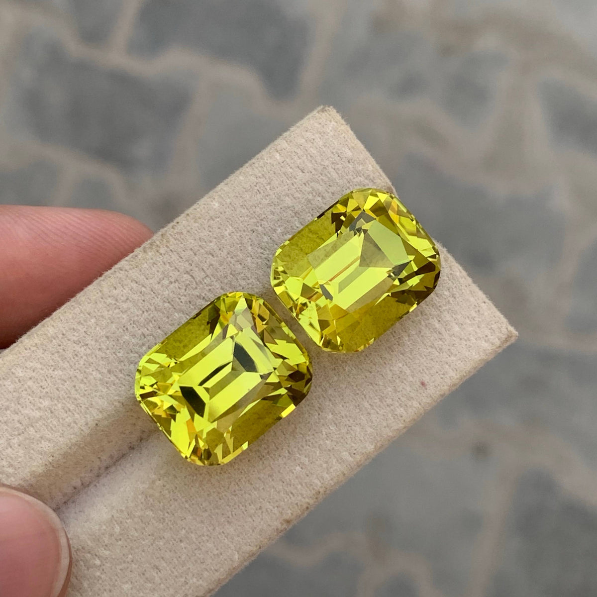 37.60 Carat Natural Loose Fine Lemon Citrine Pair Cushion Cut African Gemstone