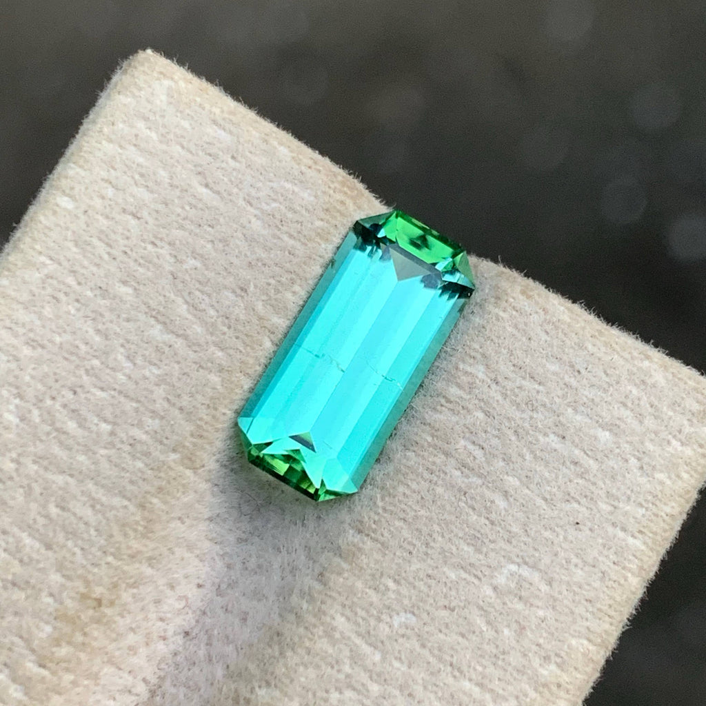 3.40 Carat Mint Green Tourmaline Emerald Cut Afghanistan VVS Untreated