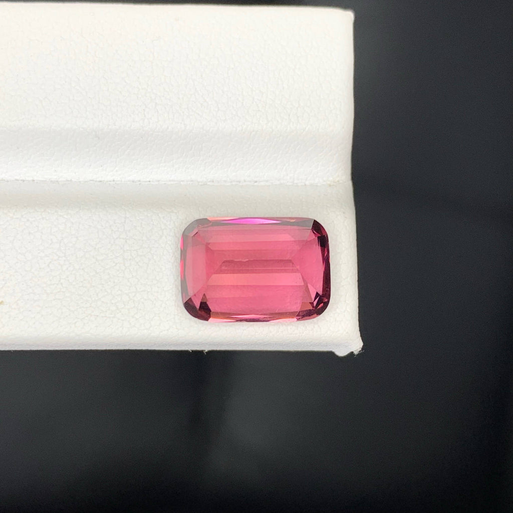 8.60 Carats Pink Tourmaline cushion cut pink gemstone on a white background