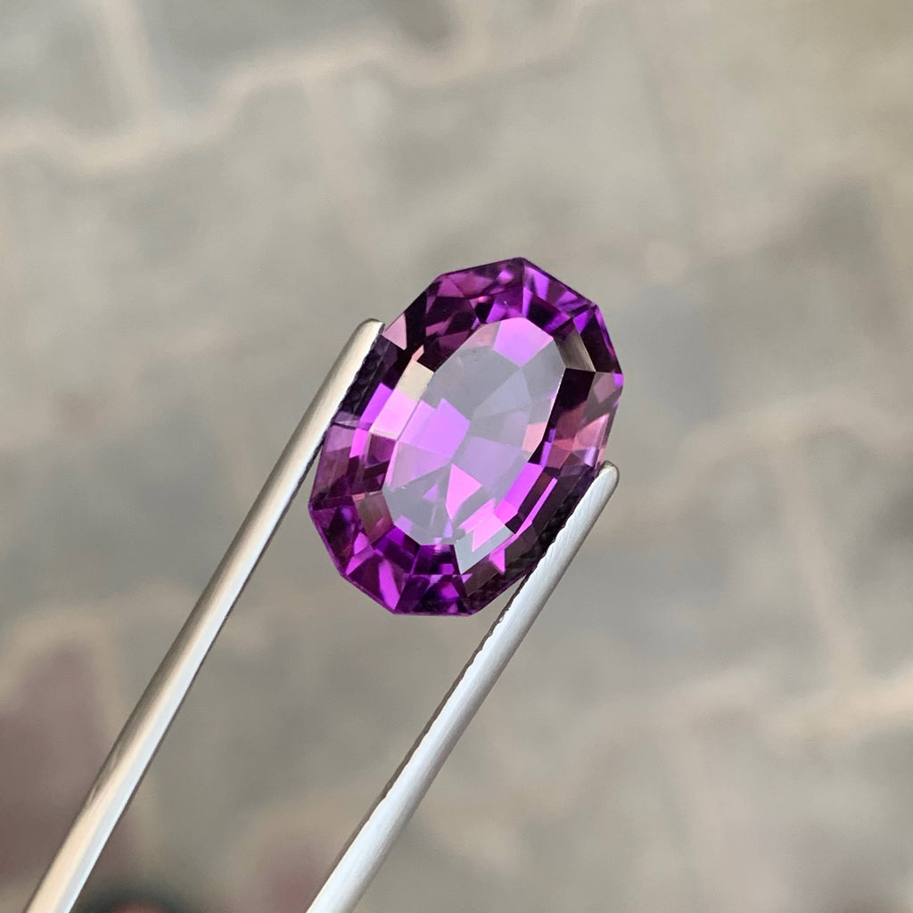 15.75 Carat Natural Loose Deep Purple Amethyst Stone Fancy Cut Brazilian Gem