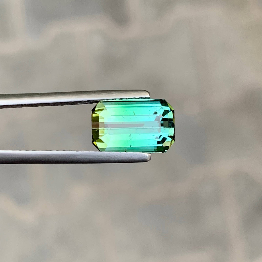 3.75 Carat Natural Loose Bicolor Tourmaline Stone Emerald Cut Afghan Gemstone