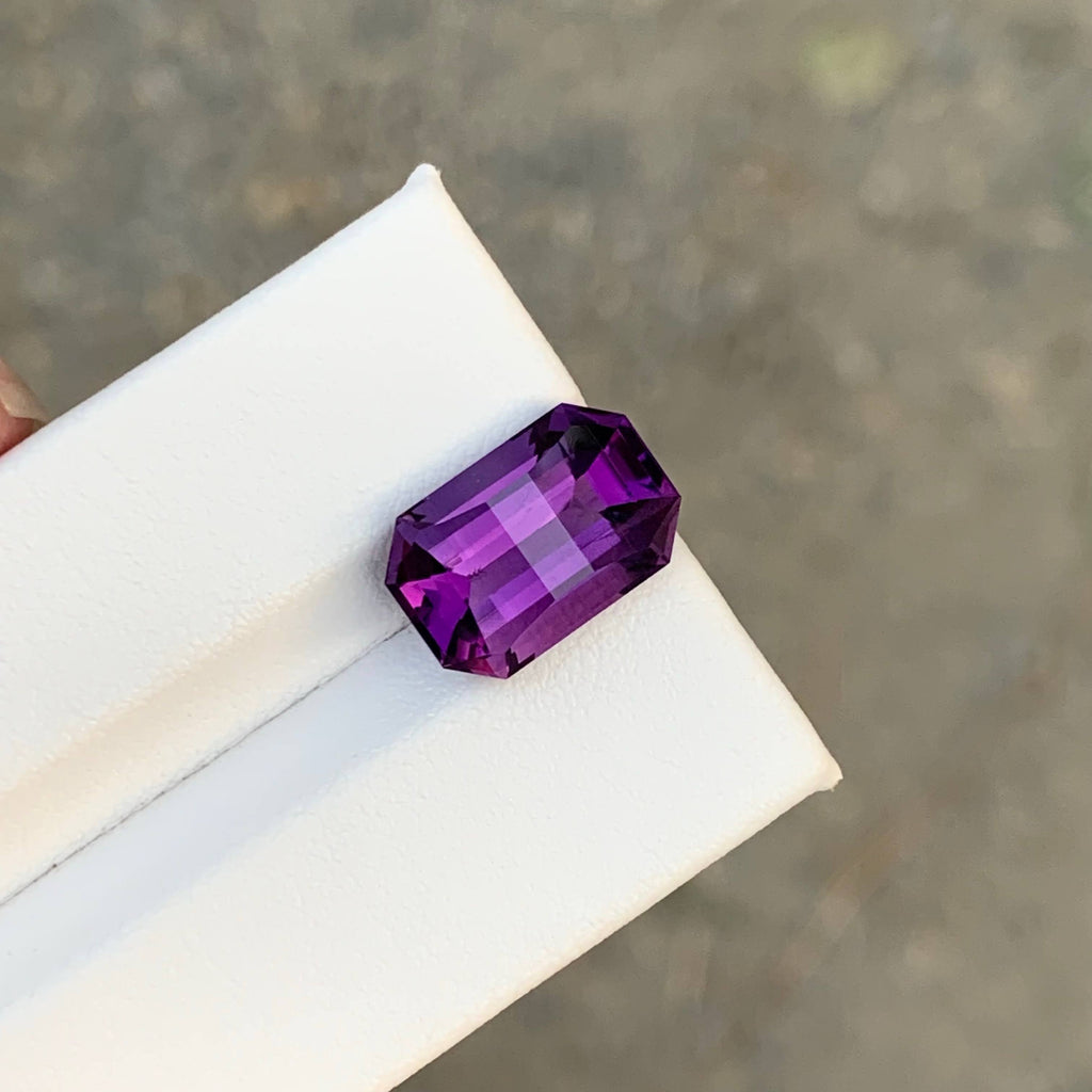 5.60 Carat Natural Loose Deep Purple Amethyst Pixel Cut Brazilian Gemstone