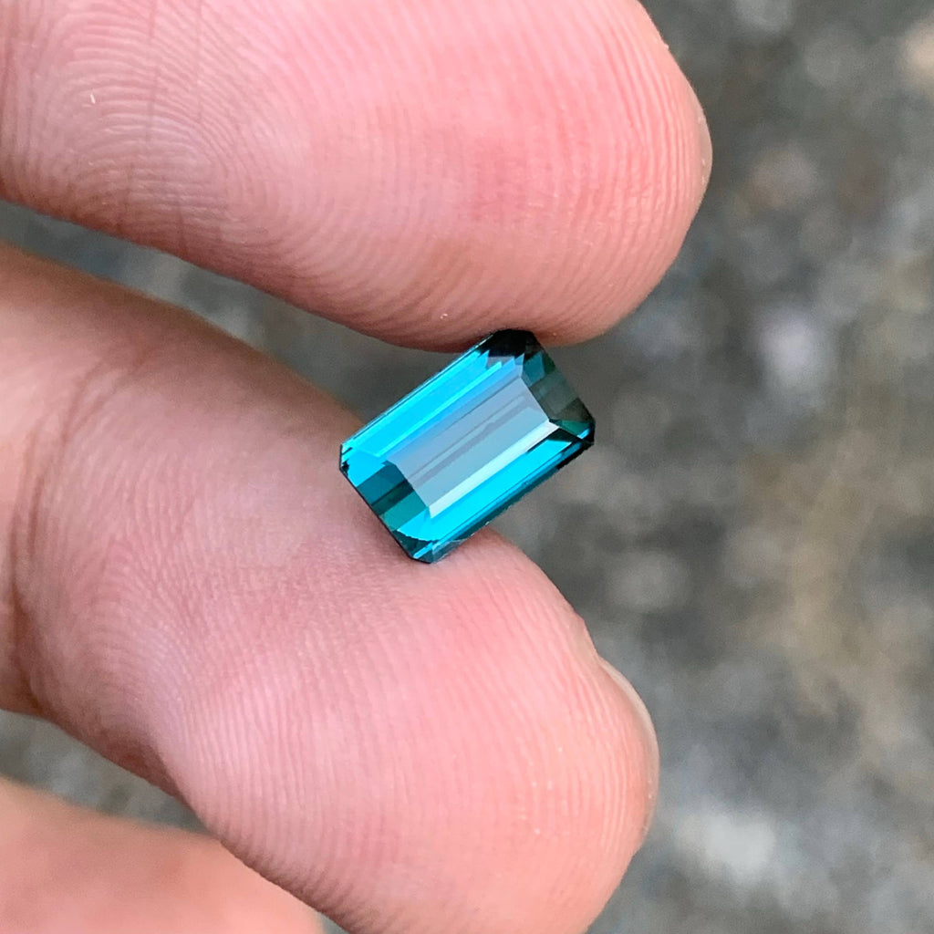 1.45 Carat Natural Loose Blue Color Tourmaline Emerald Cut Afghan Gemstone
