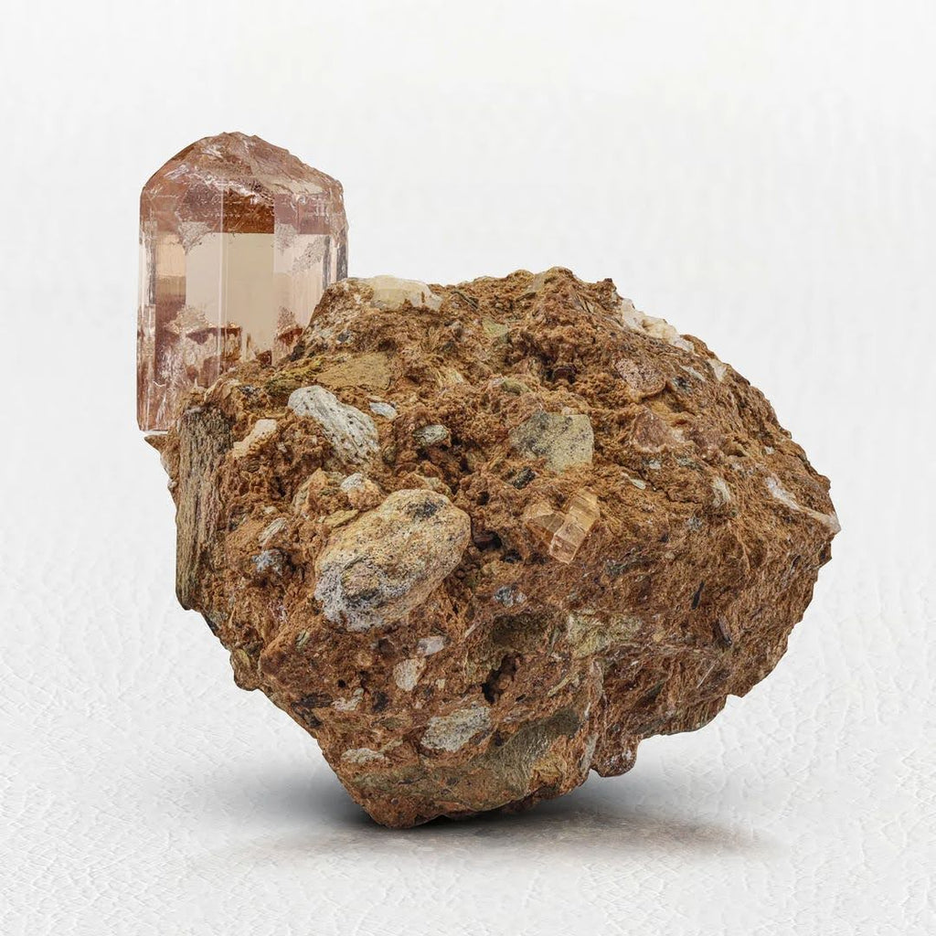 Champagne Brown Gem Topaz Crystal on Calcite from Pakistan