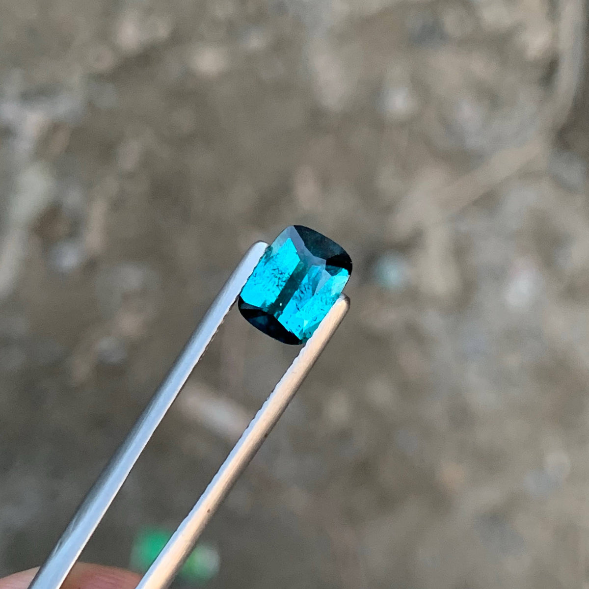 1.50 Carat Natural Loose Ink Blue Color Tourmaline Cushion Cut Afghan Gemstone