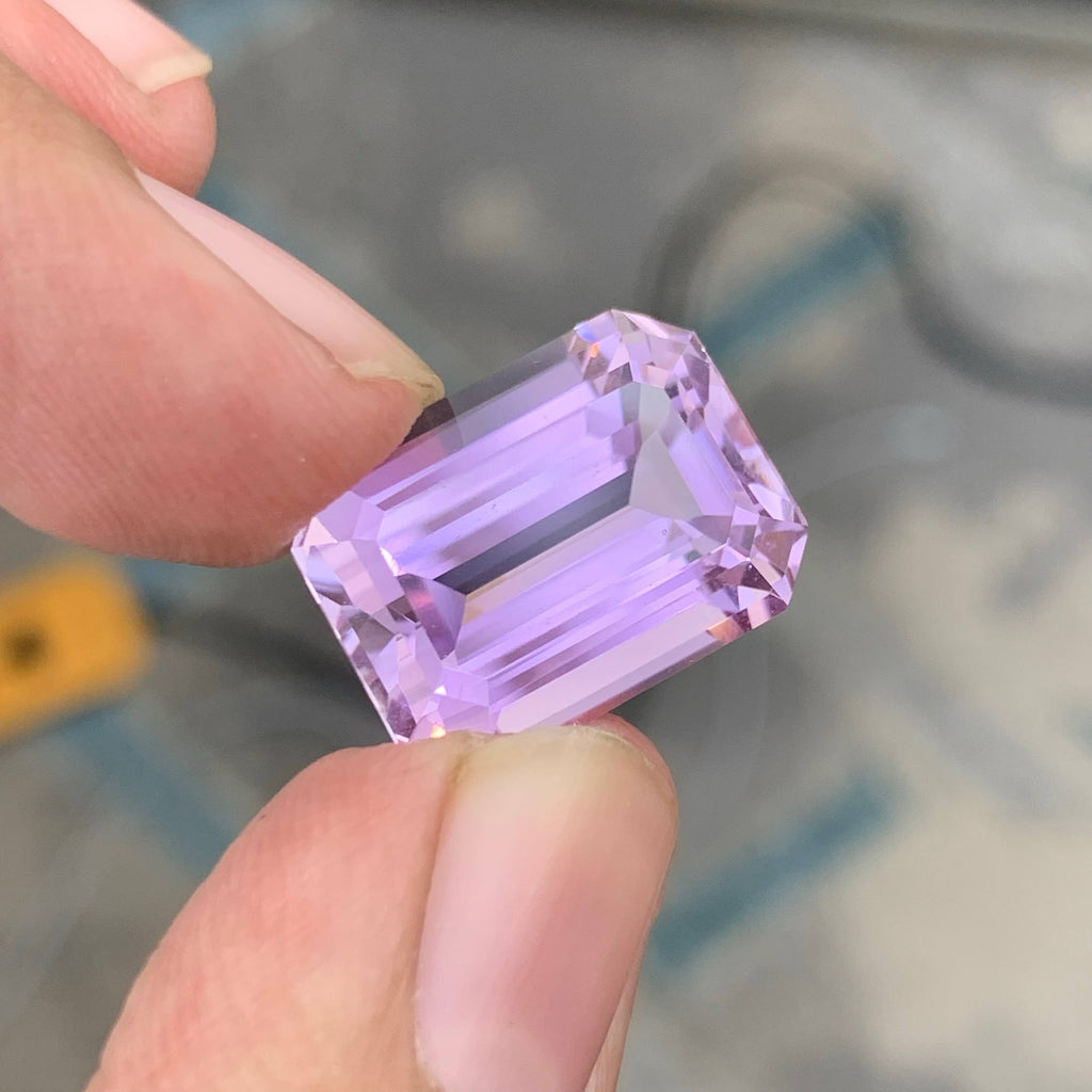 17.50 Carat Natural Loose Pink No Heat Kunzite Emerald Cut Afghan Gemstone