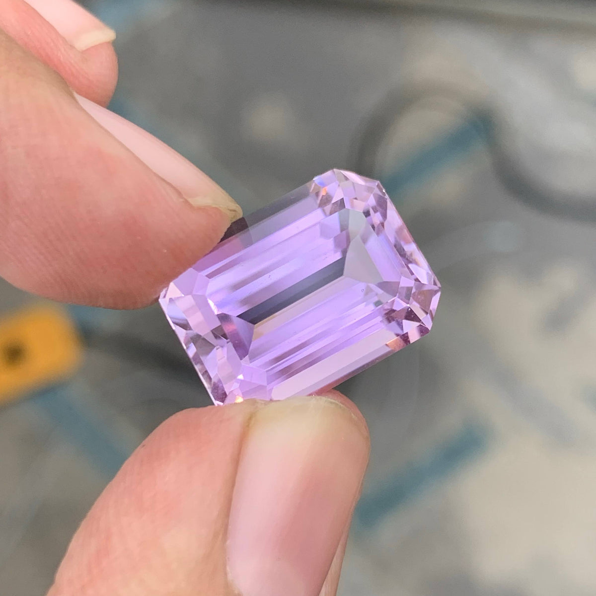 17.50 Carat Natural Loose Pink No Heat Kunzite Emerald Cut Afghan Gemstone