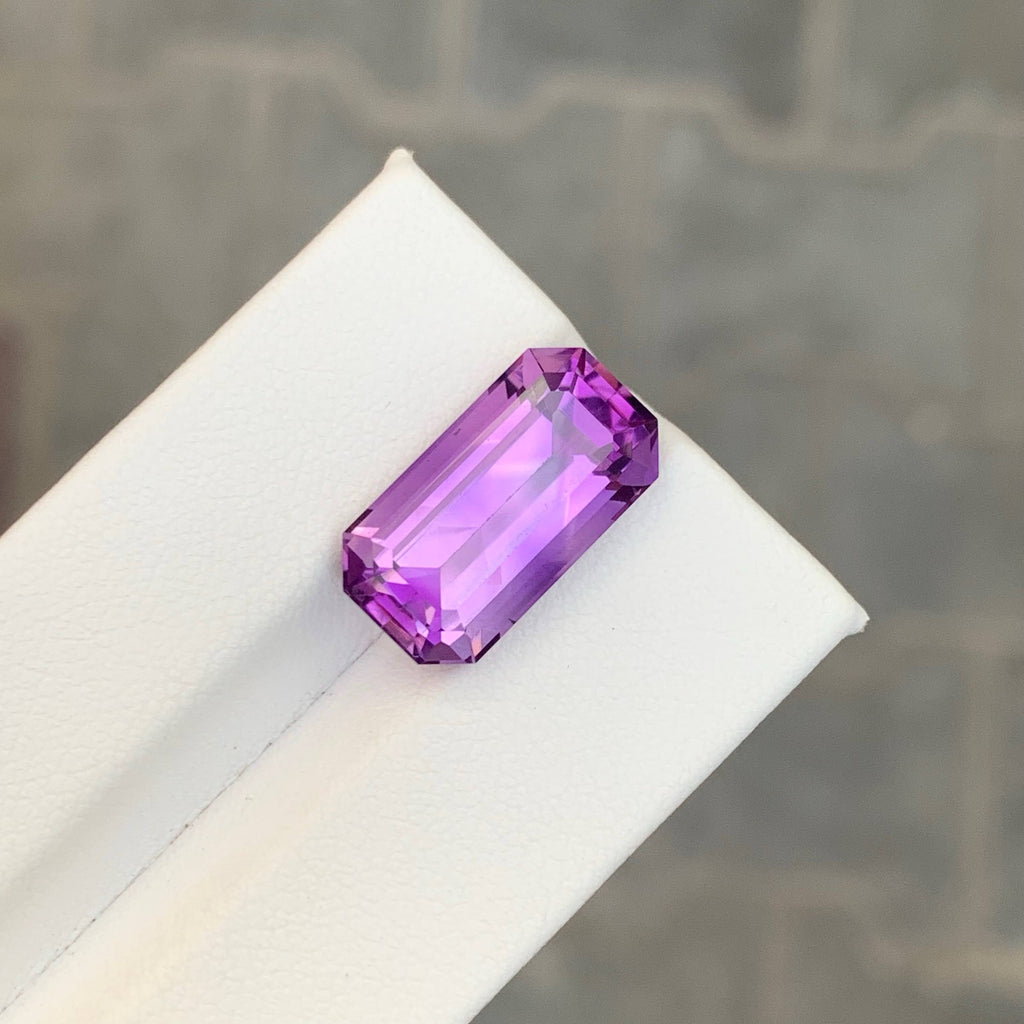 9.45 Carat Natural Loose Purple Amethyst Emerald Cut Brazilian Gemstone