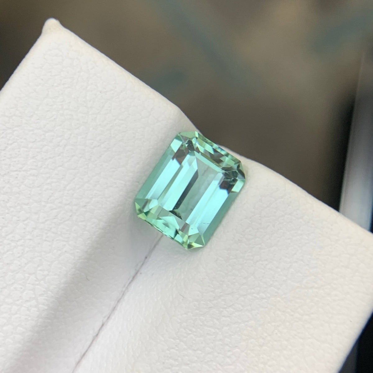 1.90 Carat Natural Loose Seafoam Tourmaline Stone Emerald Cut Afghan Gemstone