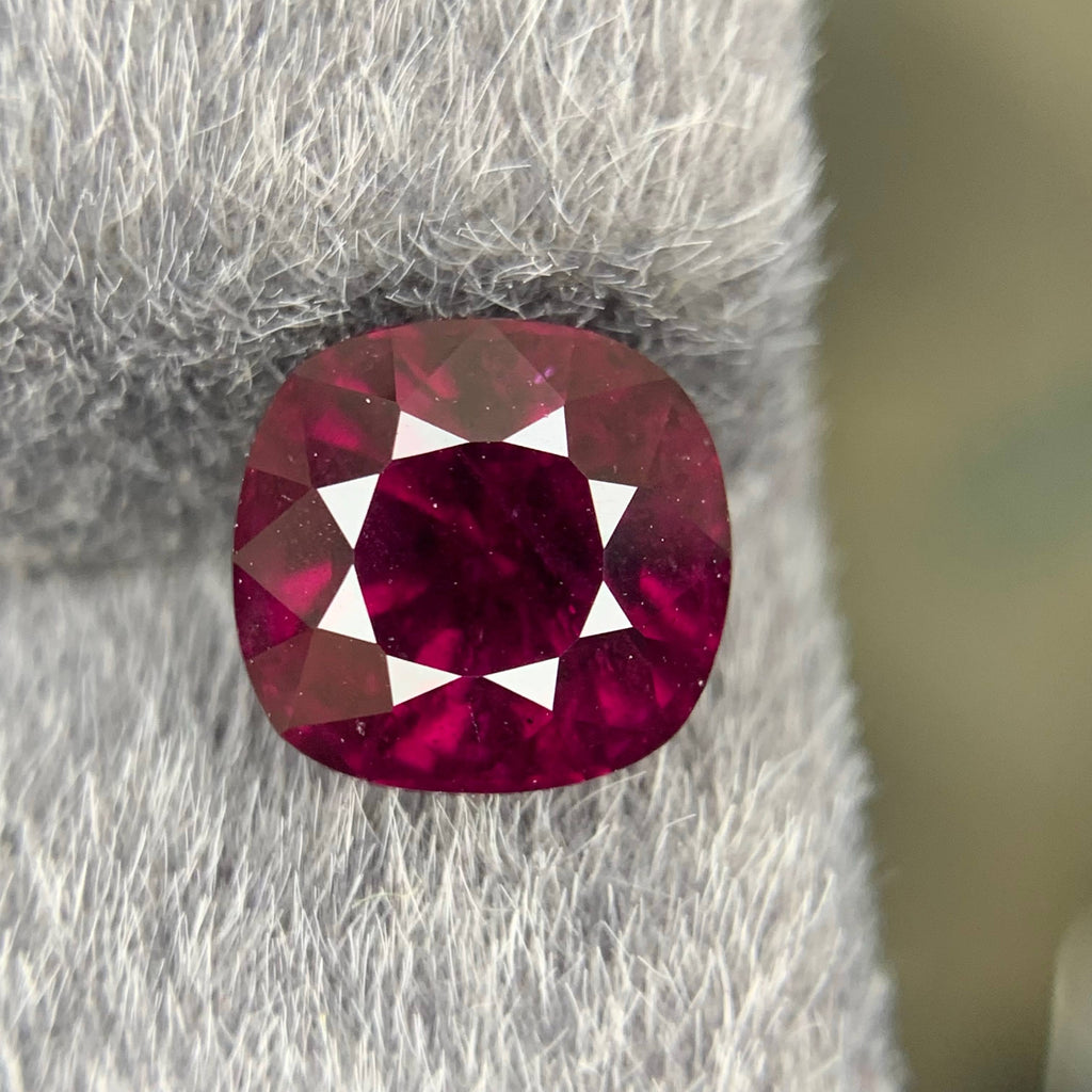 3.05 Carat Pinkish Red Garnet Cushion Cut Tanzanian Gemstone