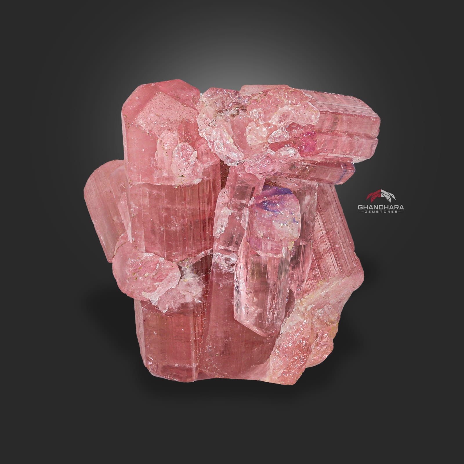 Adorable Aggregate Of Vibrant Pink Tourmaline With Blue Caps