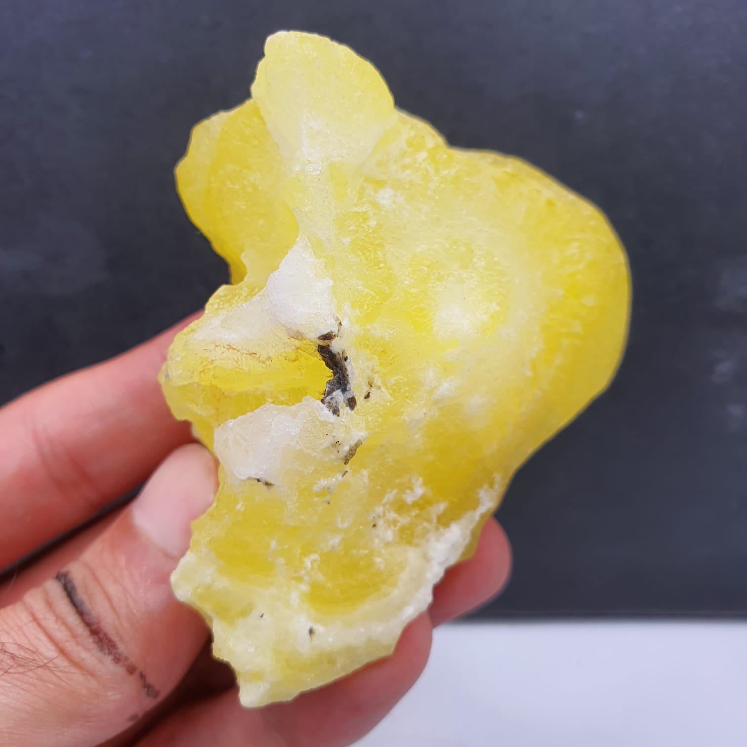 Adorable Lemon Yellow Color Brucite In Botryoidal Rounded Habit