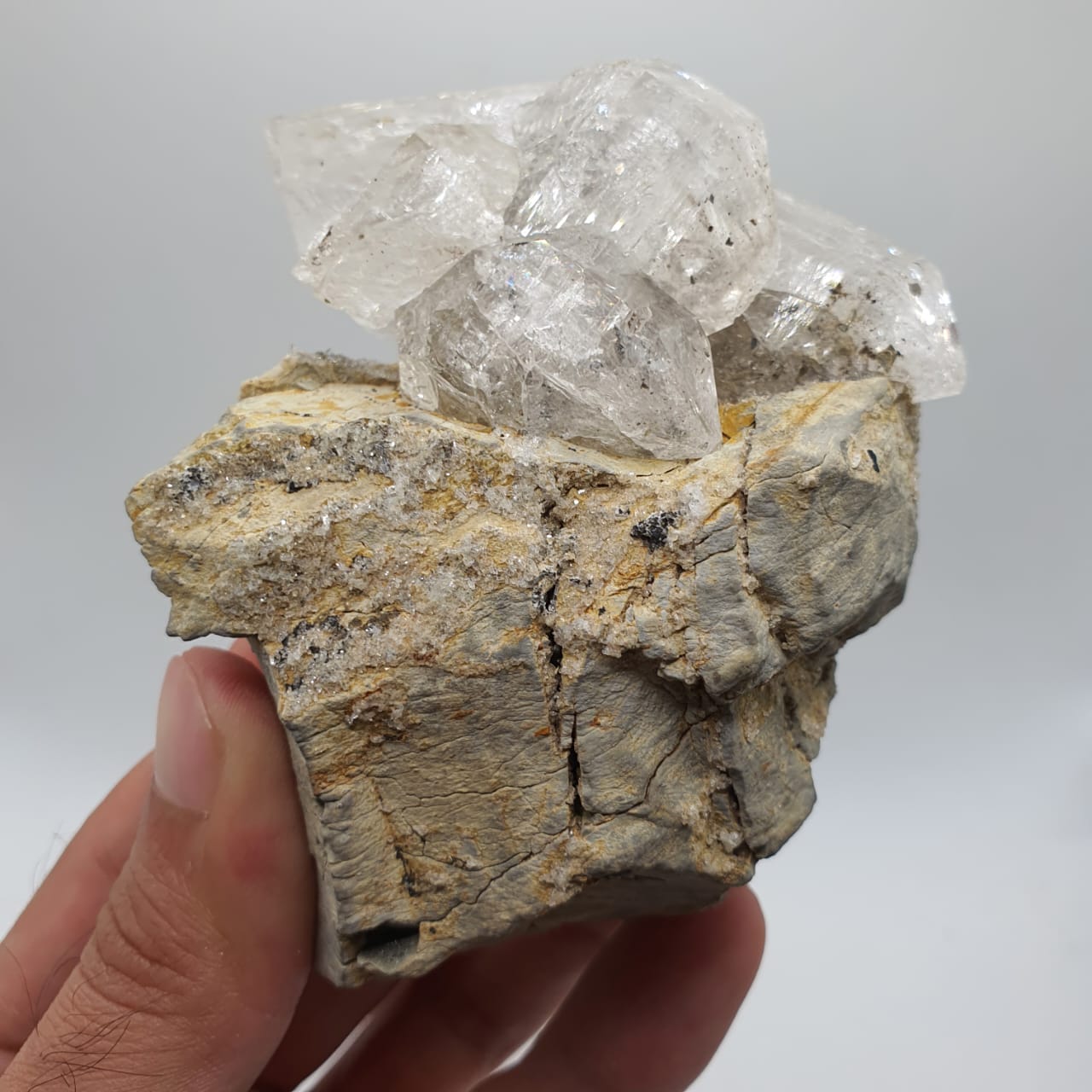 Aesthetic Aggregate Of Elestial Quartz On Matrix