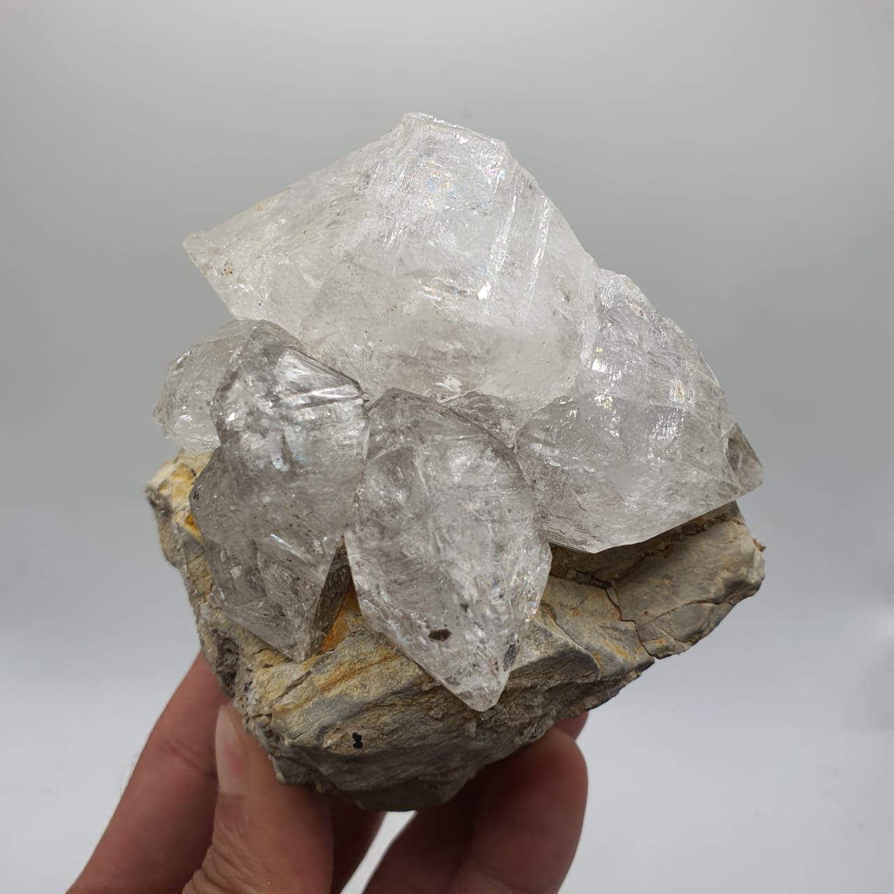 Aesthetic Aggregate Of Elestial Quartz On Matrix