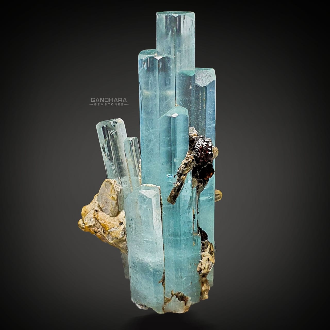 19 Grams Aquamarine Cluster with Spessartine Garnet