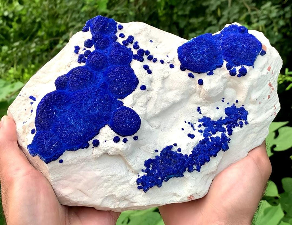 Attractive And Impressive Azurite Sun Round Crystals On Kaolinite Matrix