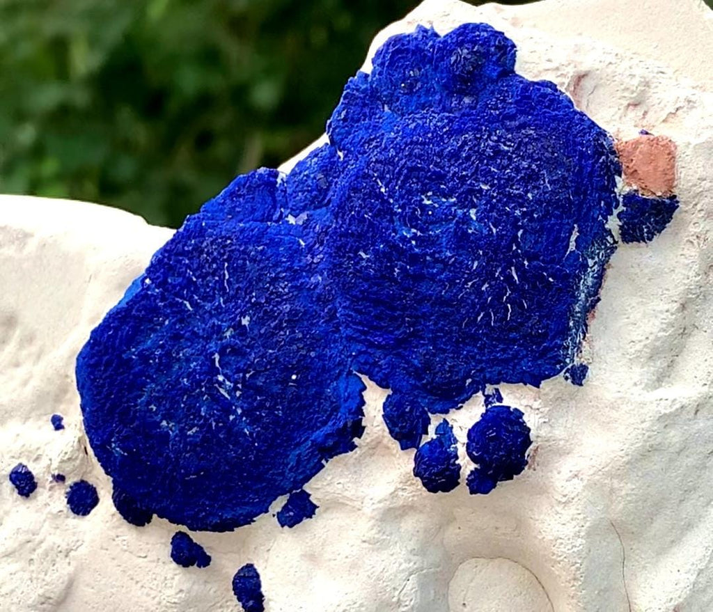 Attractive And Impressive Azurite Sun Round Crystals On Kaolinite Matrix