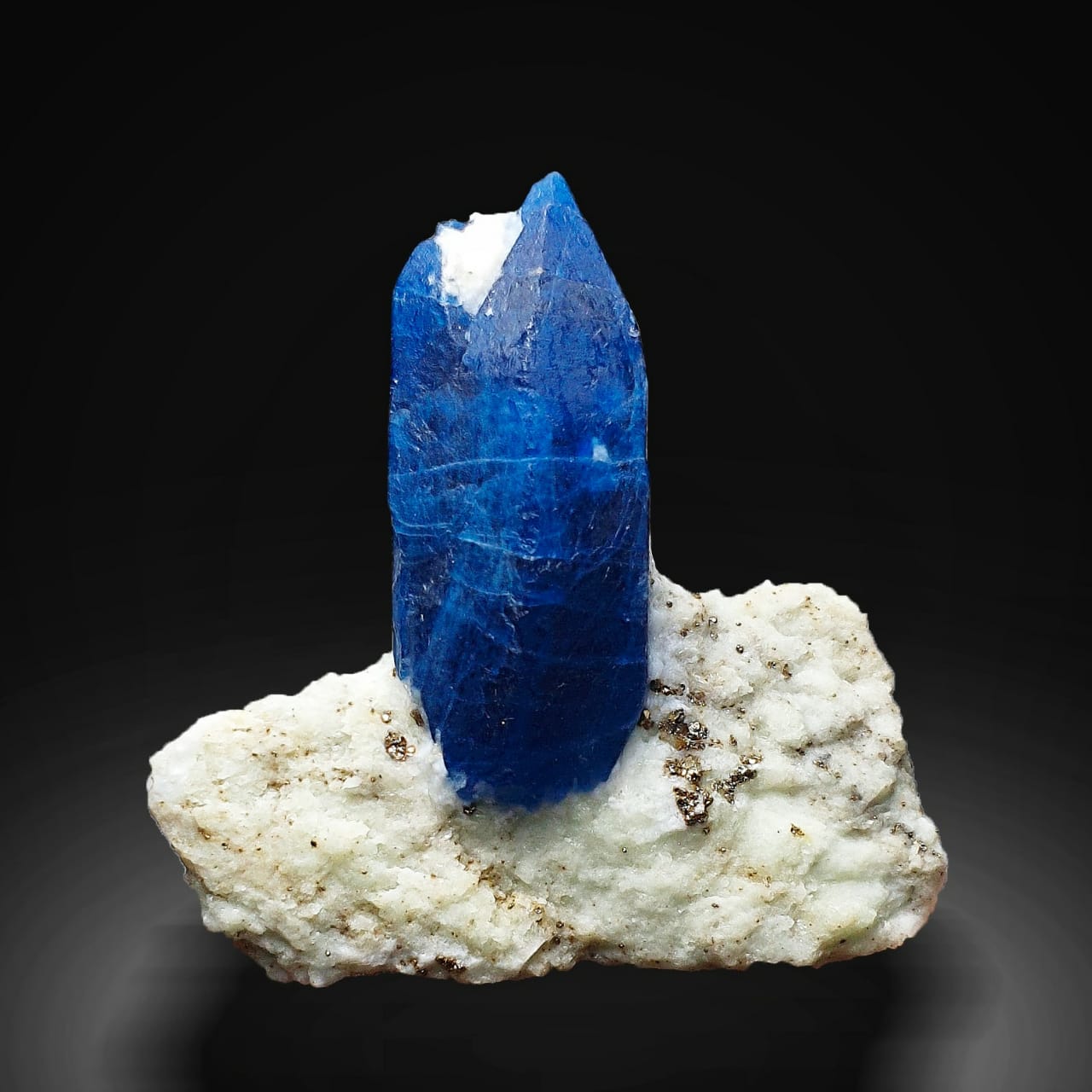Afghanite Crystal on Matrix with Shiny Pyrite with white background at Gandhara Fine Minerals 