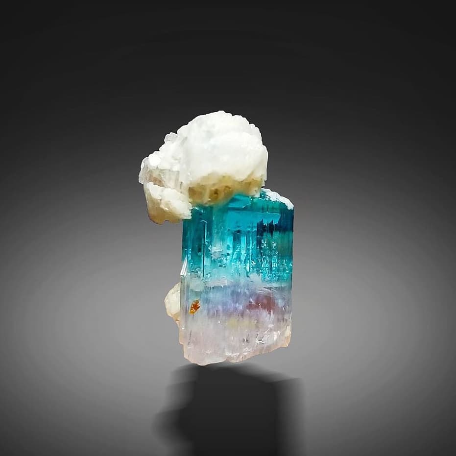 2.5 Grams Beautiful Albite Perched on Blue Tourmaline Crystal