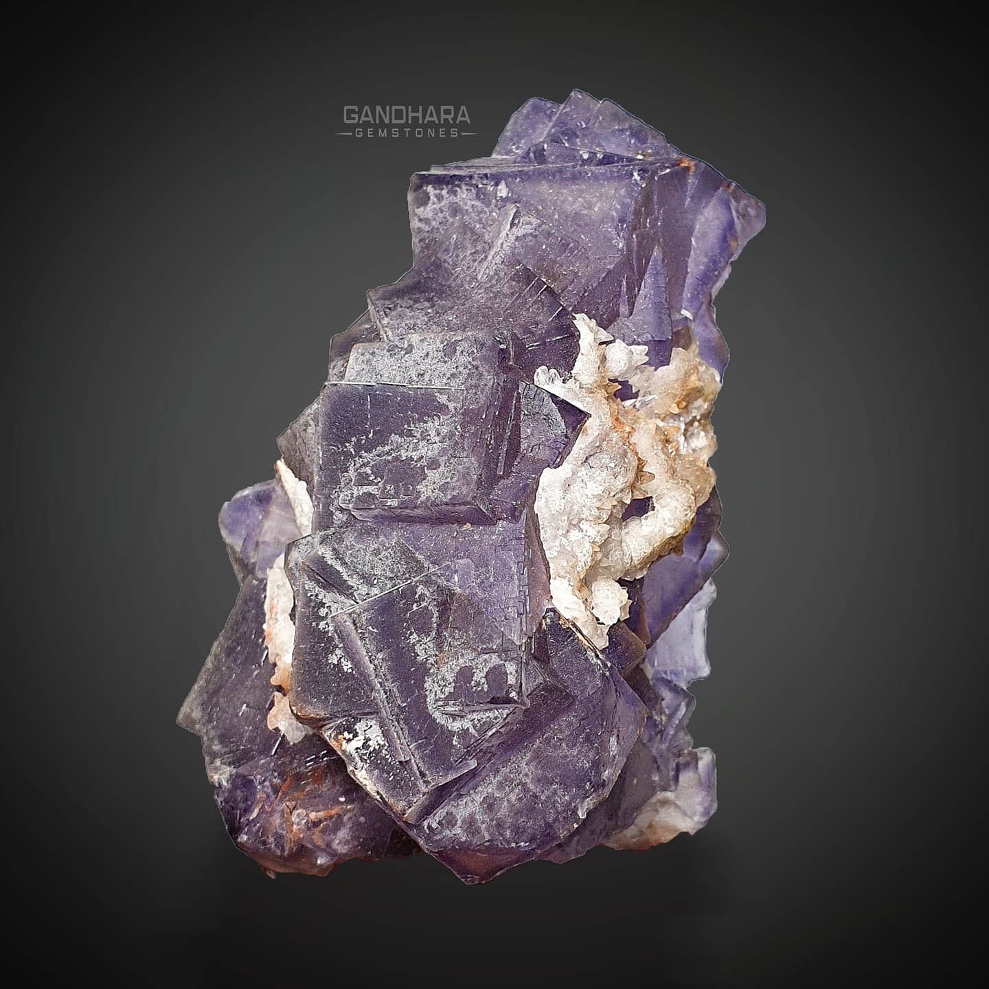 198 Grams Beautiful Purple Fluorite Crystals with Calcite