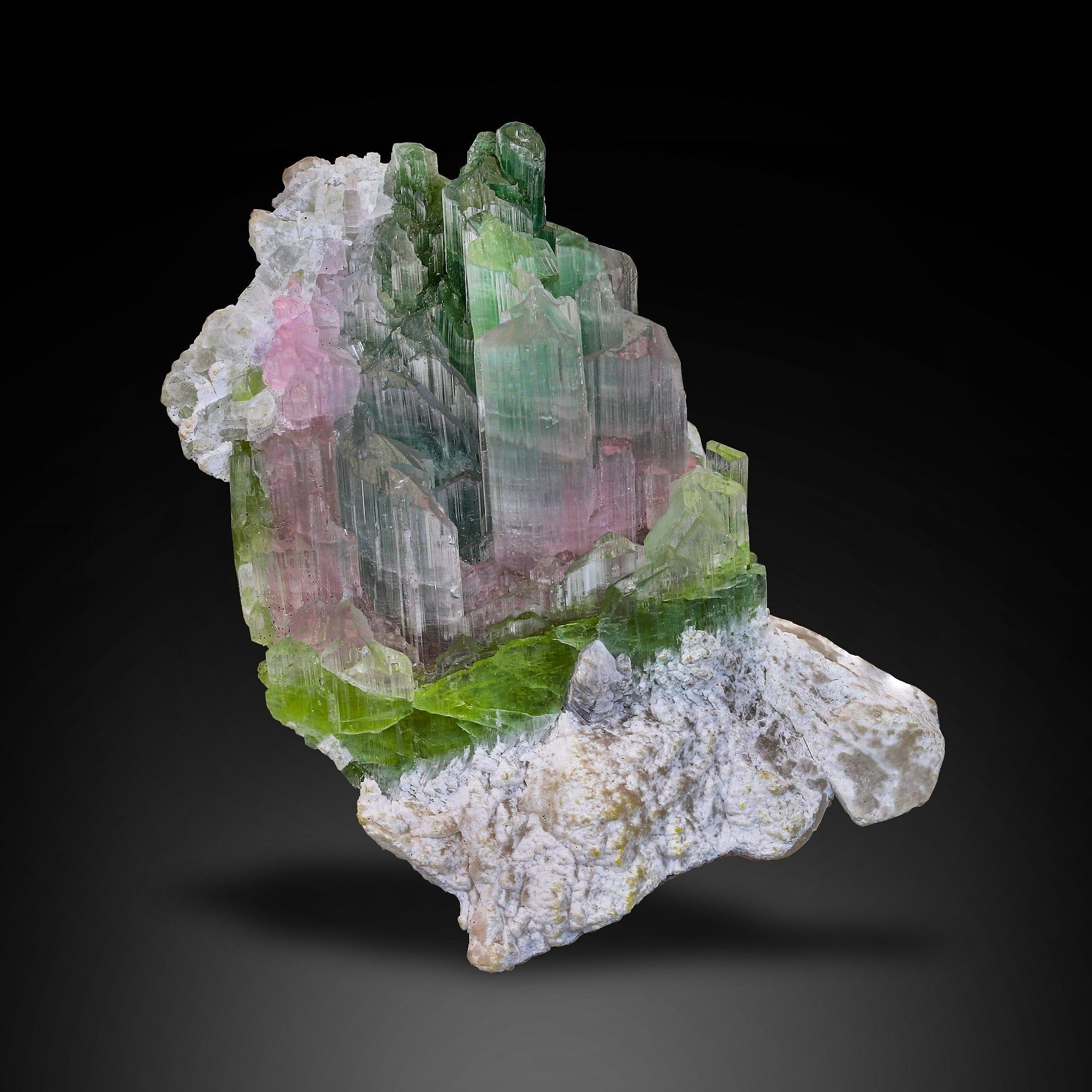 Cat’s Eye Effect Tourmaline Cluster On Albite Matrix