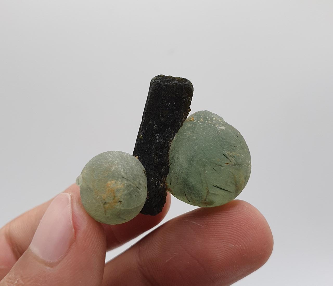 Cute and Artistic Piece of Prehnite Balls on Epidote from Mali, Africa