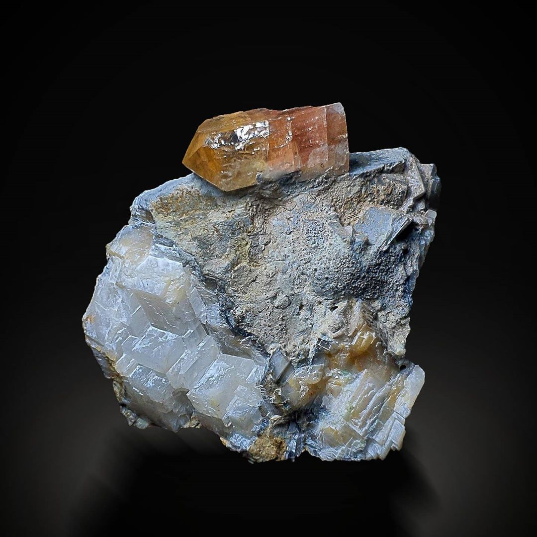 Bicolor Topaz Crystal on black background at Gandhara Fine Minerals 