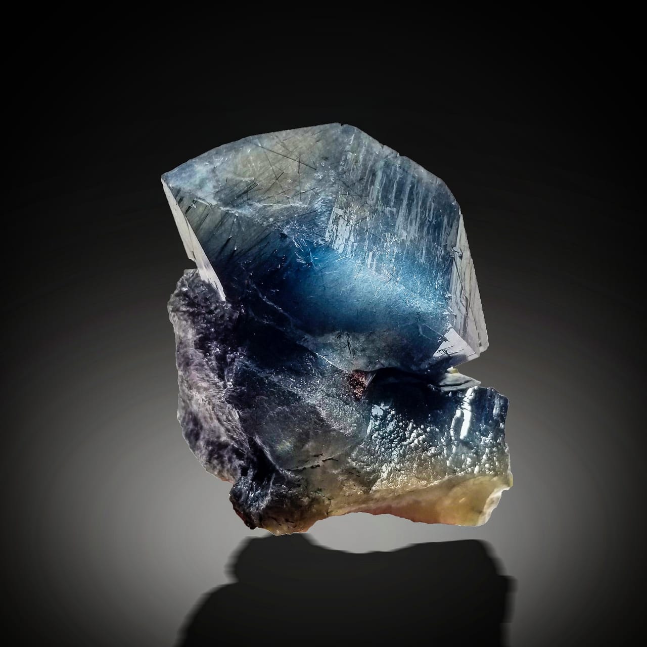 Blue Quartz with dark background at Gandhara Fine Minerals 