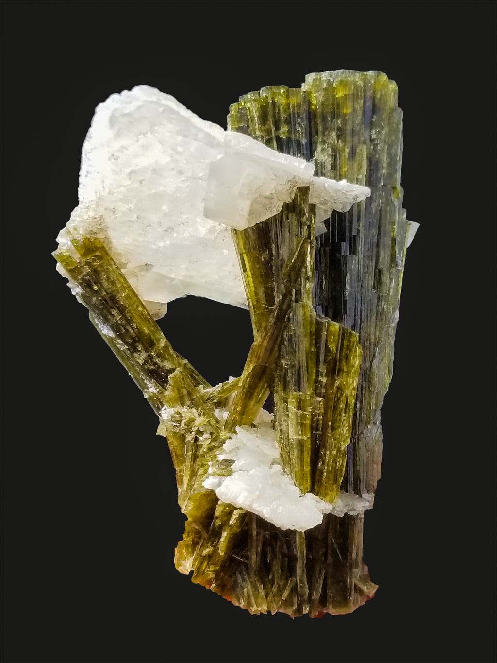 15 Grams Beautiful Green Epidote Crystal with Unusual Calcite Cap