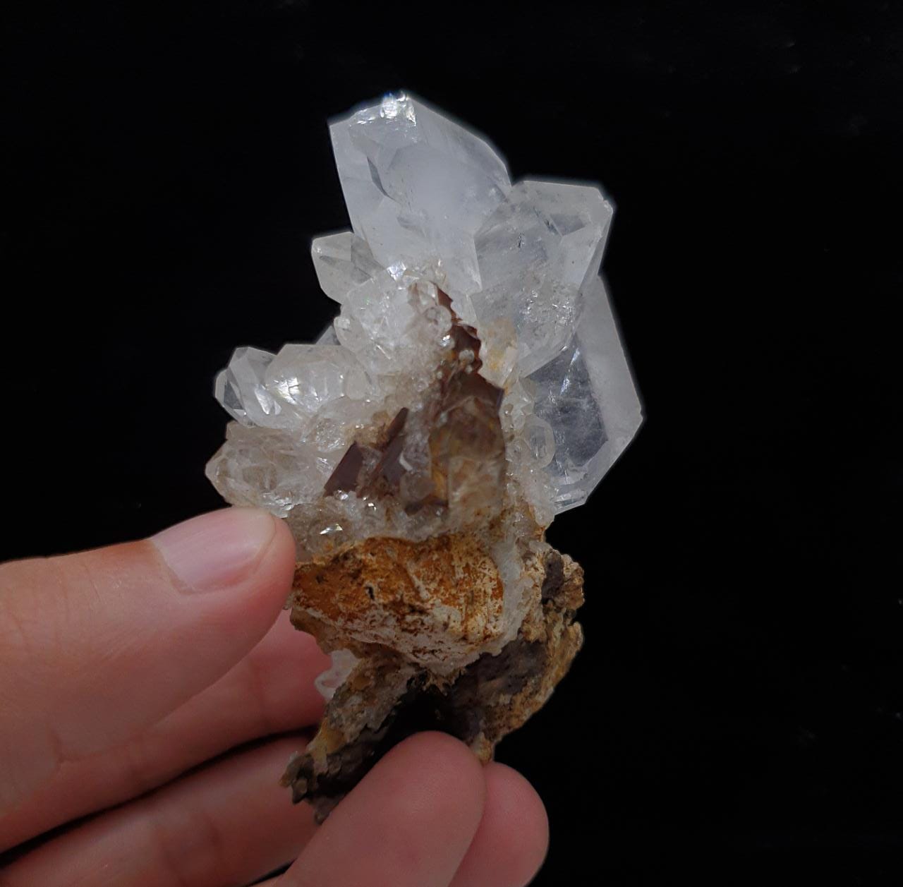 Focal Faden Quartz Crystal On Matrix With Brookite And Siderite