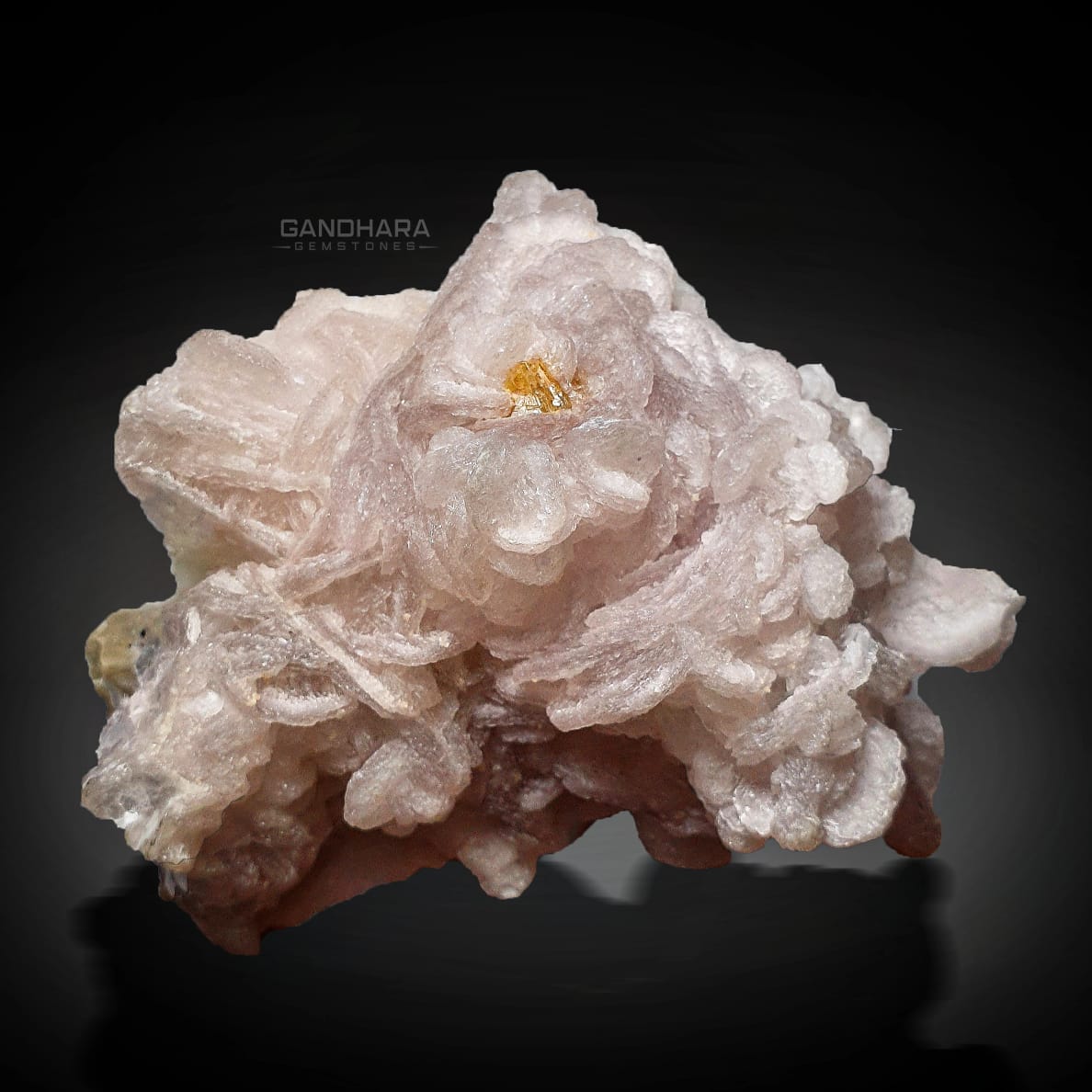 369 Grams Gemmy Orange Microlite on Pink Lepidolite Flower
