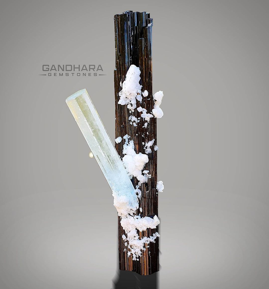 Gorgeous Black Tourmaline Combo with Aquamarine