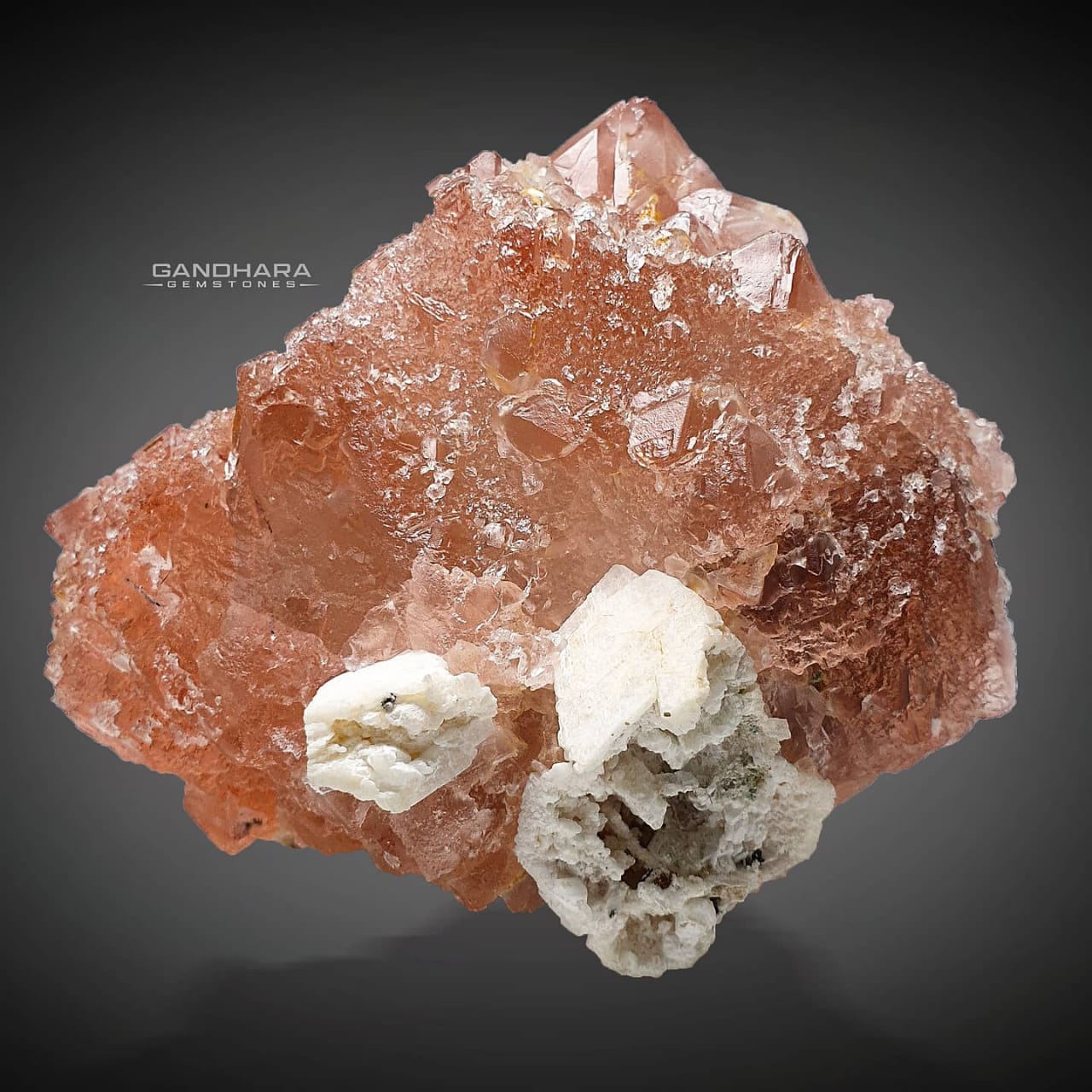676 Grams Gorgeous Vibrant Pink Fluorite Crystal with Albite