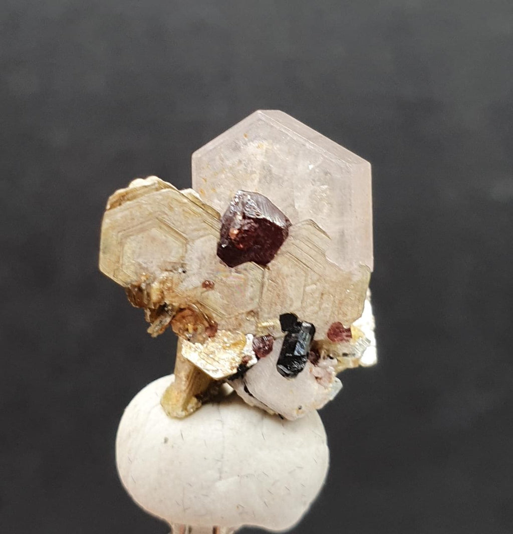 Gorgeous Combination Piece Of Pink Apatite with Garnet, Muscovite, Schorl And Albite