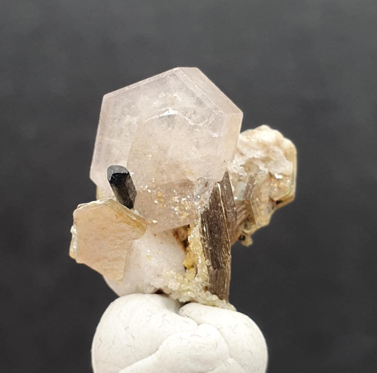 Gorgeous Combination Piece Of Pink Apatite with Garnet, Muscovite, Schorl And Albite
