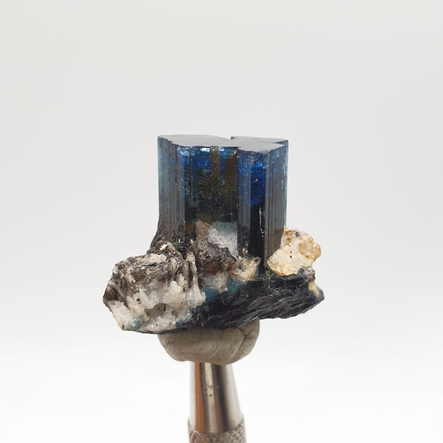 Gorgeous Indicolite Blue Highly Striated Tourmaline on Matrix