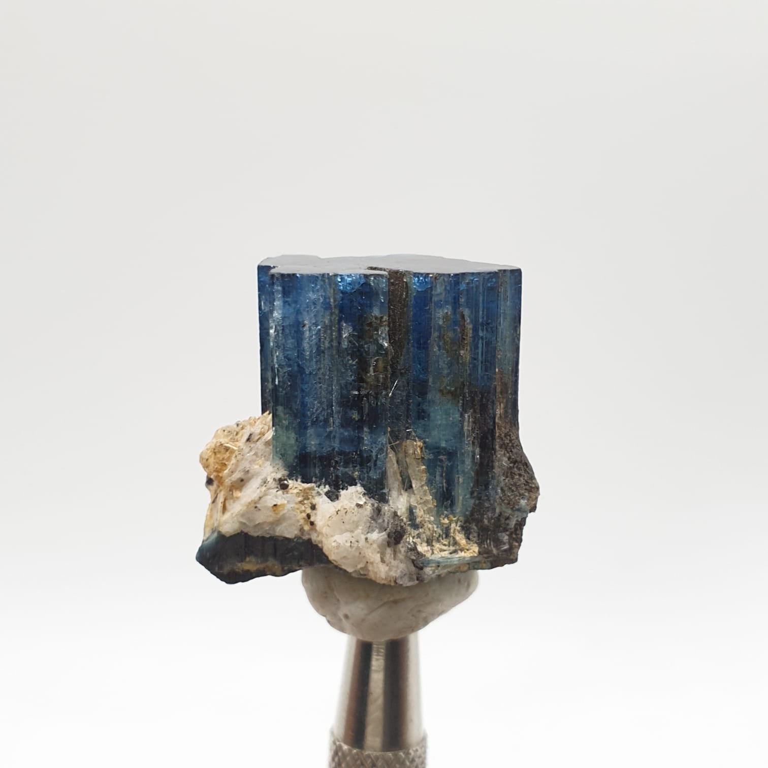 Gorgeous Indicolite Blue Highly Striated Tourmaline on Matrix