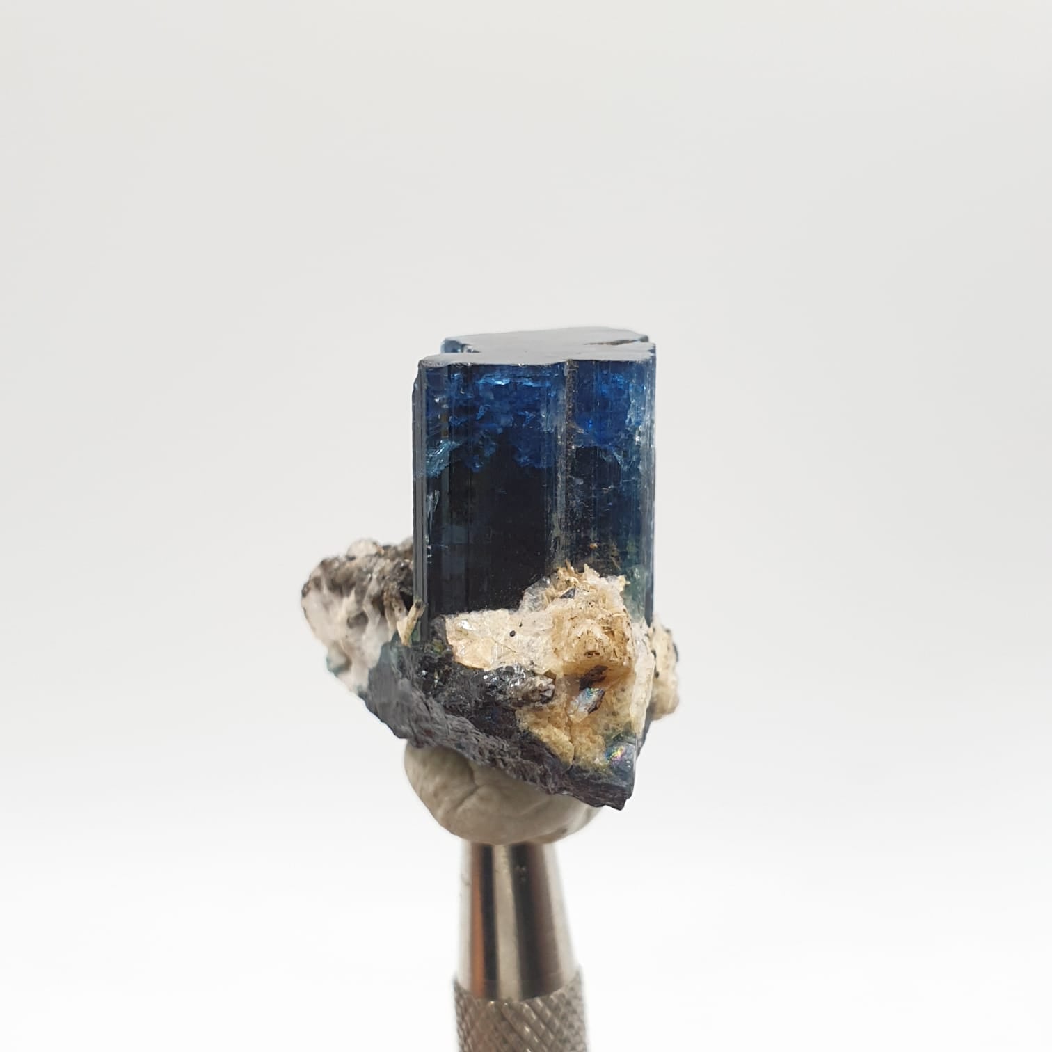 Gorgeous Indicolite Blue Highly Striated Tourmaline on Matrix