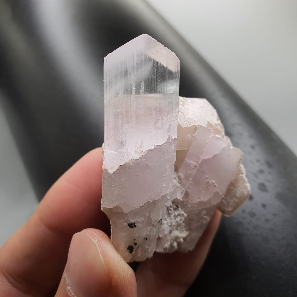 Gorgeous Bicolor Kunzite Nicely Positioned On Smoky Quartz