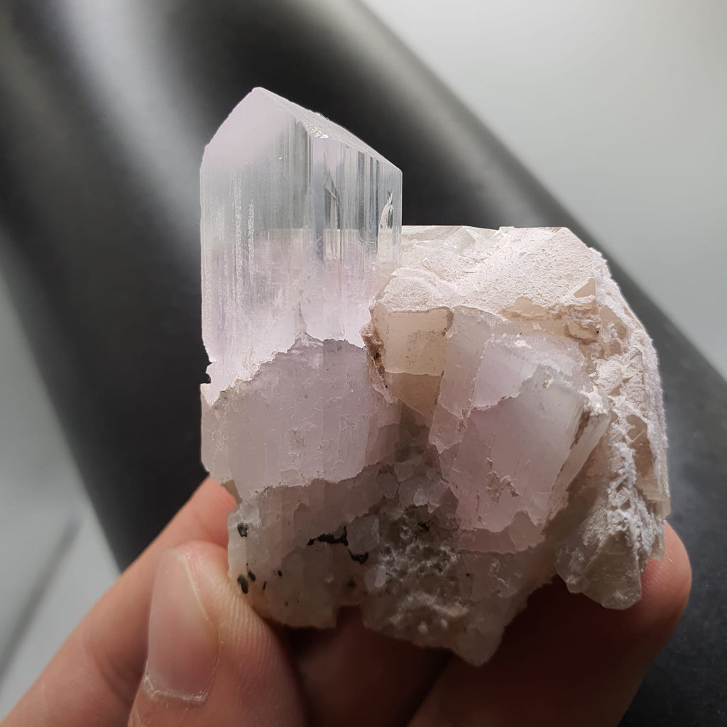 Gorgeous Bicolor Kunzite Nicely Positioned On Smoky Quartz