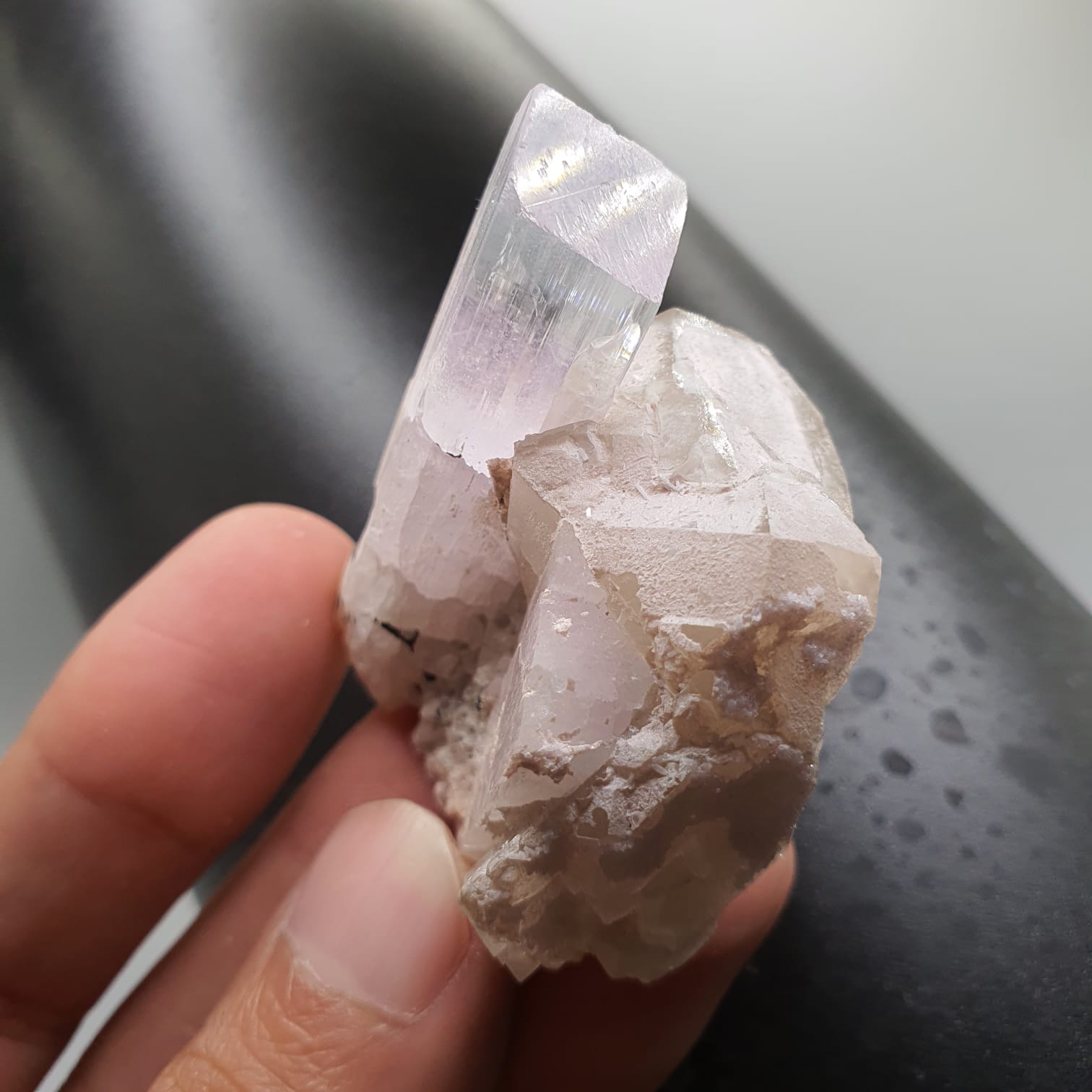 Gorgeous Bicolor Kunzite Nicely Positioned On Smoky Quartz