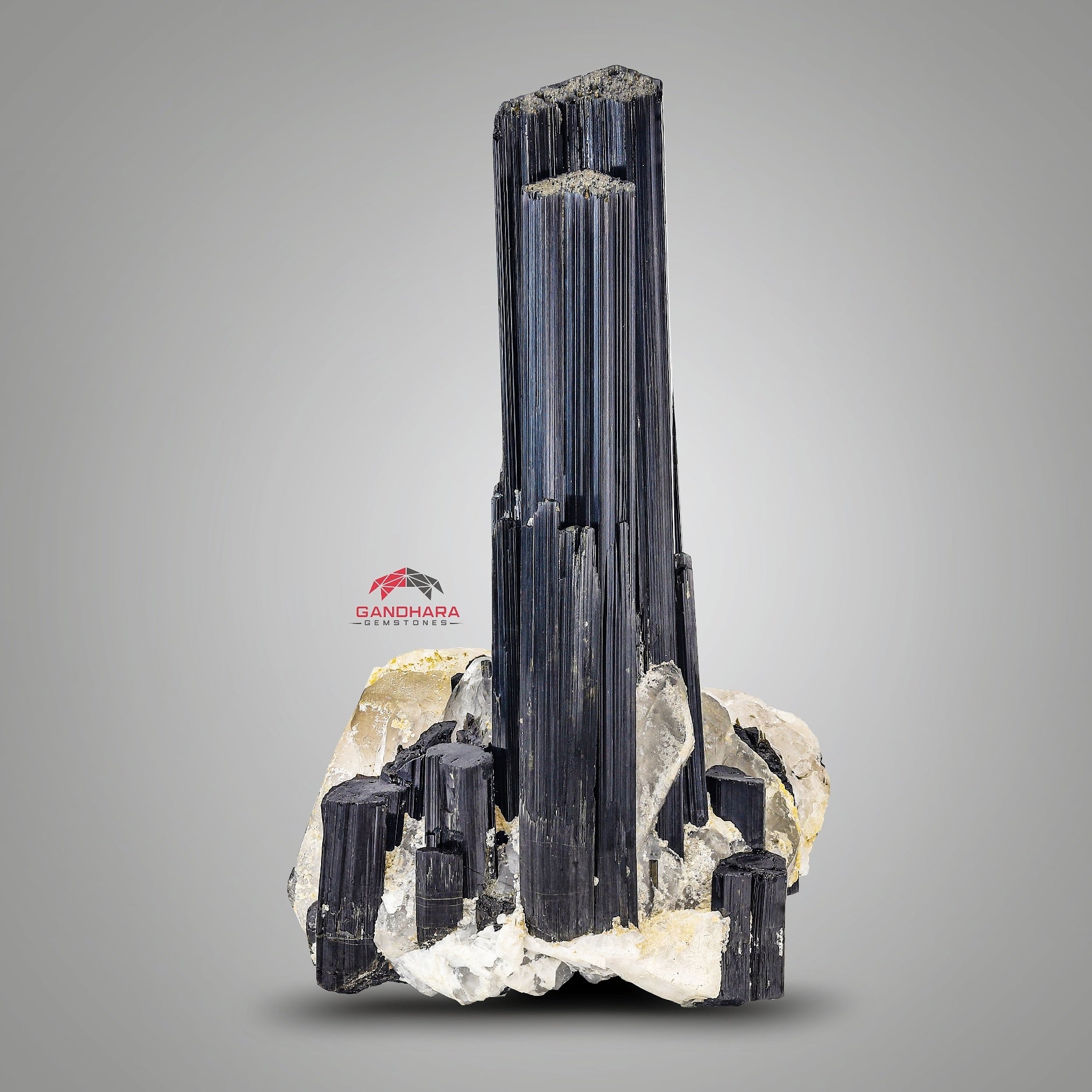220 Grams Lustrous Black Tourmaline Cluster on Matrix
