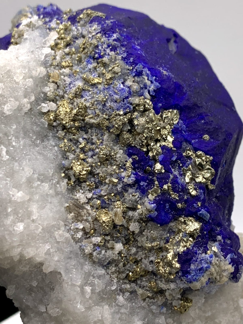 Impressive Electric Blue Lazurite On Calcite With Pyrite