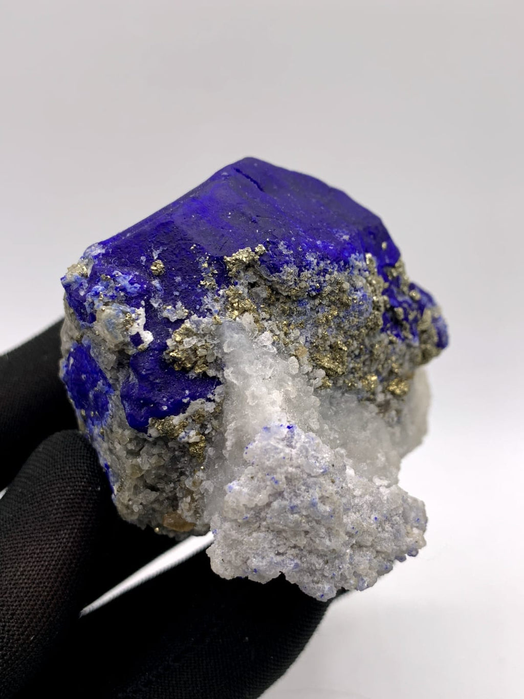 Impressive Electric Blue Lazurite On Calcite With Pyrite